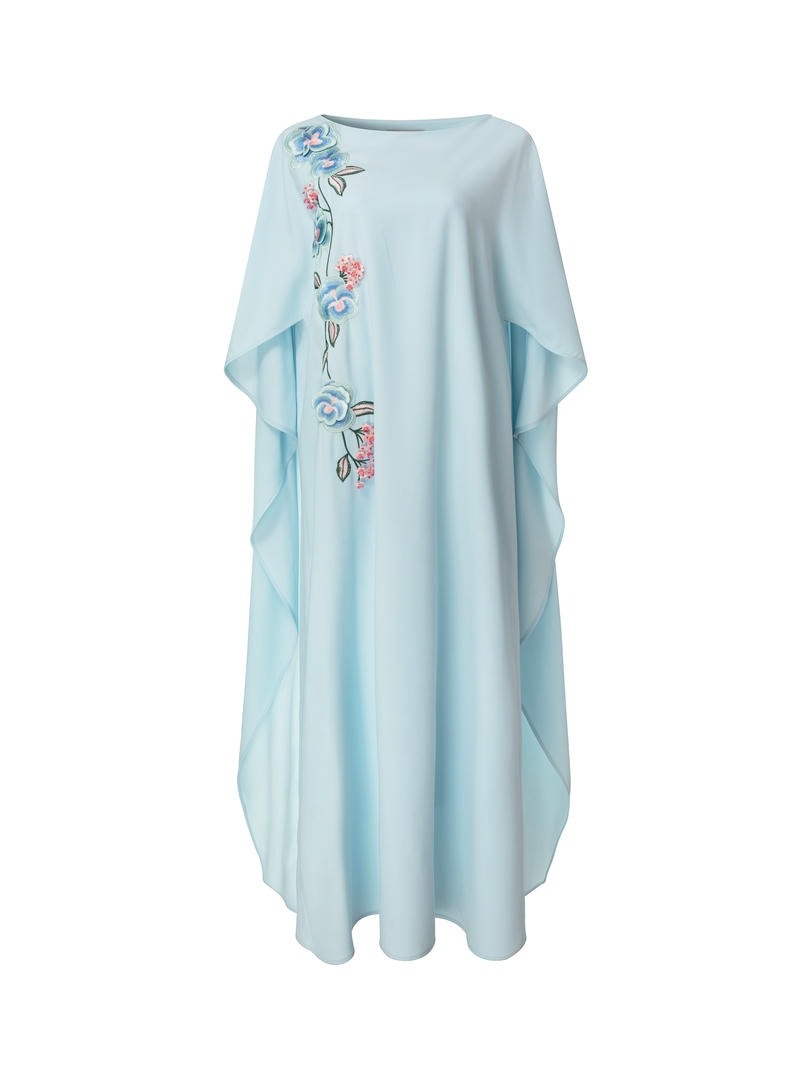Blue Crepe Kaftan Dress