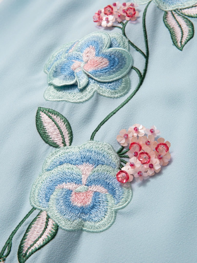 Blue Crepe Kaftan Dress