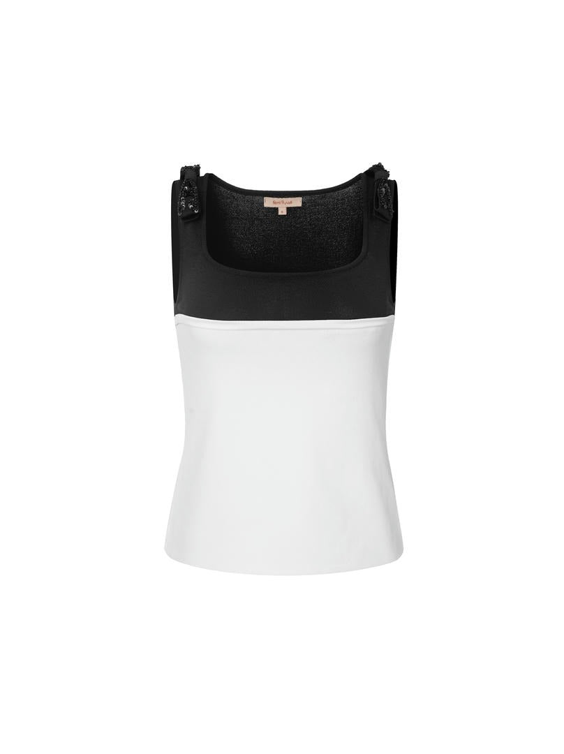 SQUARE NECK TOP WITH BOW DETAIL