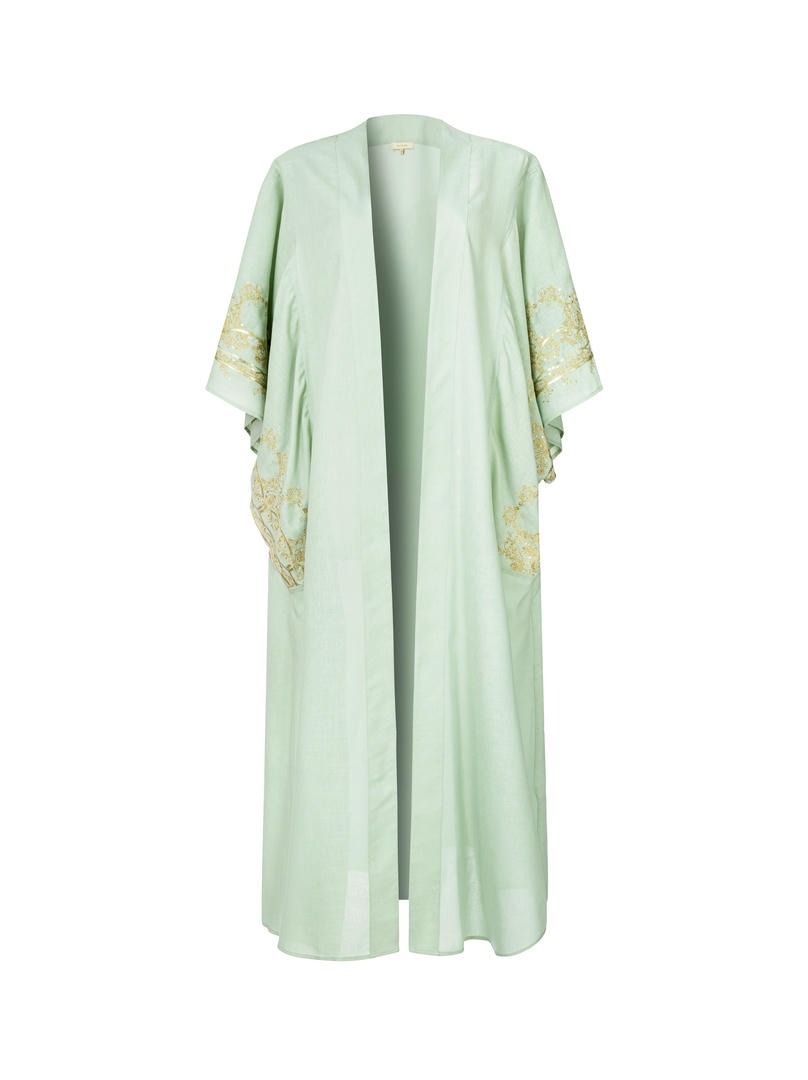 Embroidered Linen Abaya