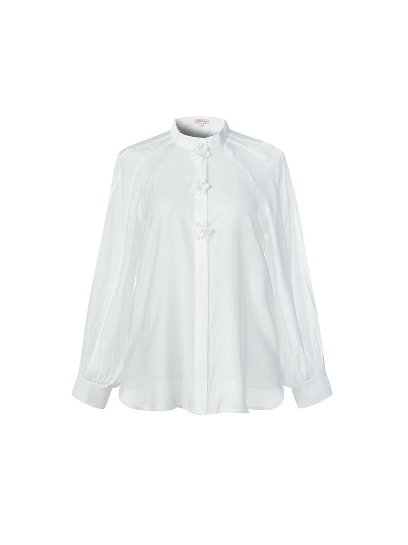 Puffed sleeves floral shirt