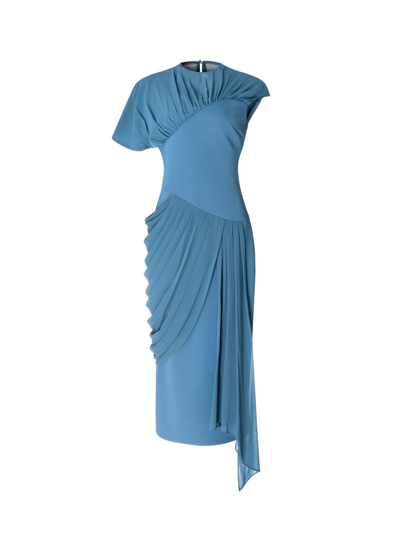 Teal Chiffon Contrast Dress