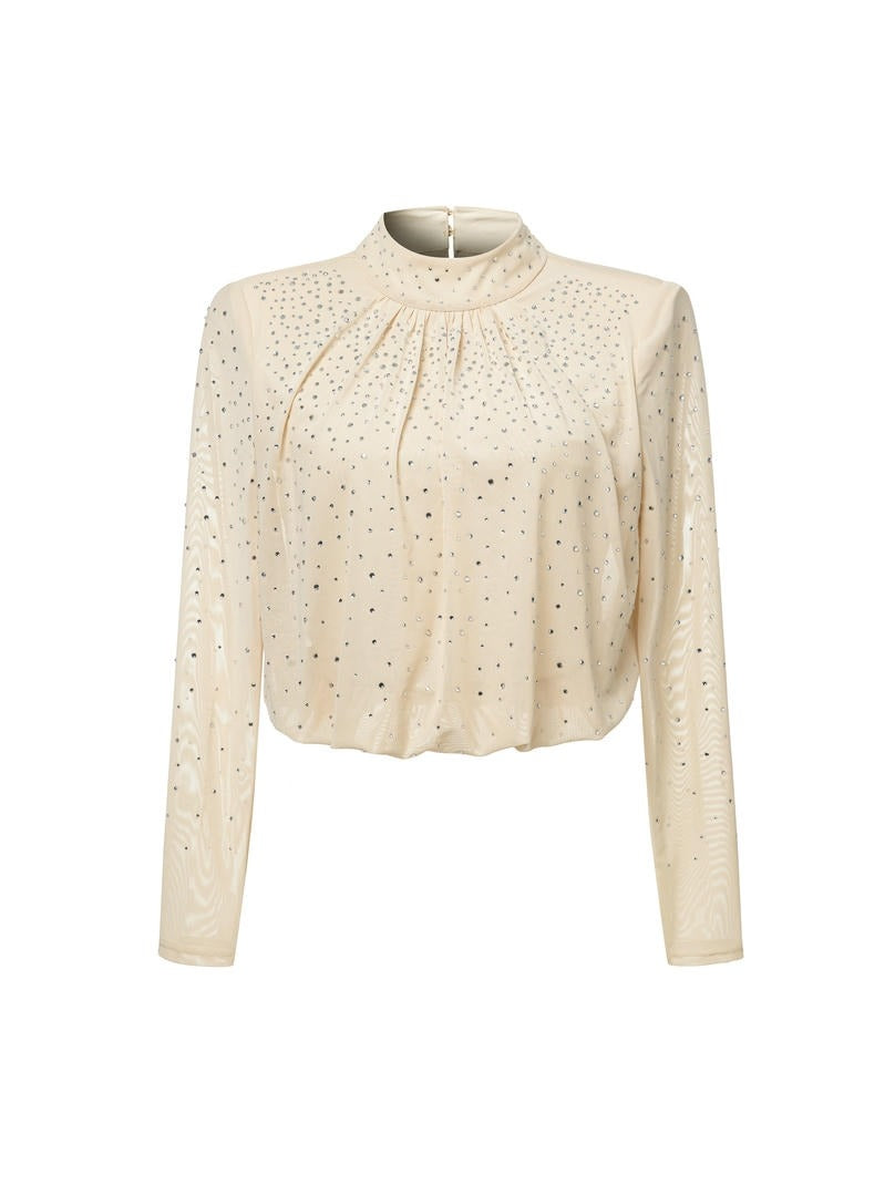 Embellished Mesh Top