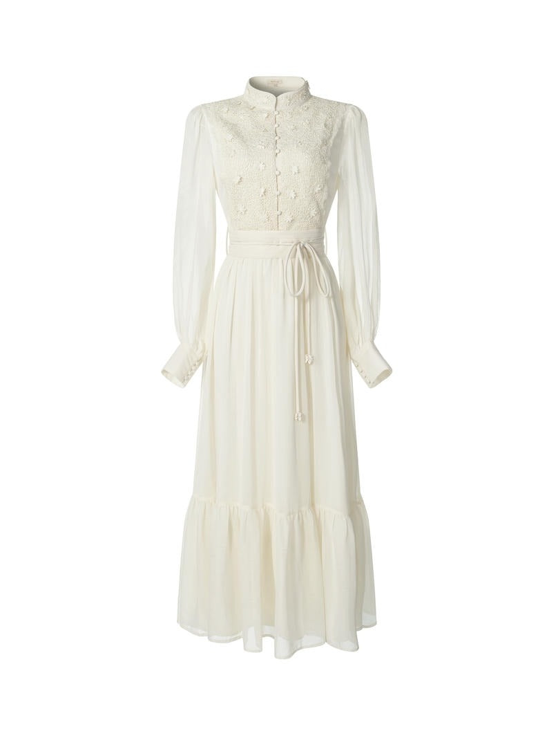 Crochet Bloom Chiffon Kaftan