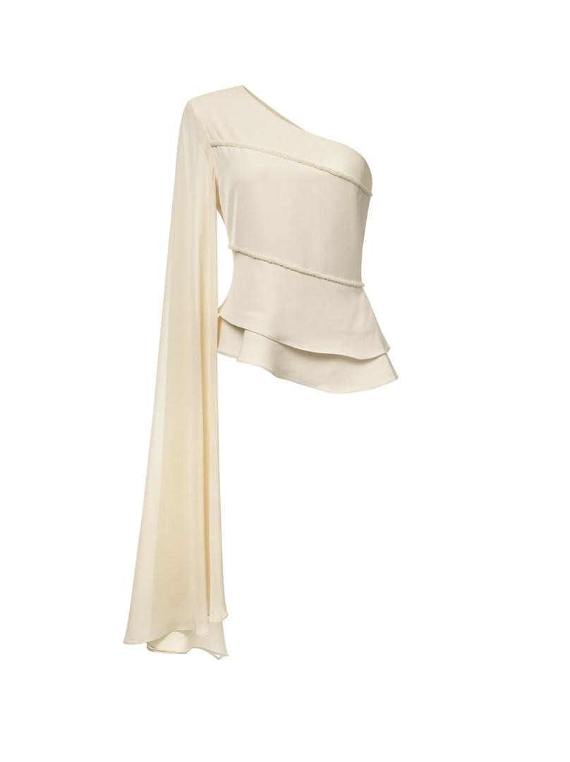 Extra long one sleeve top