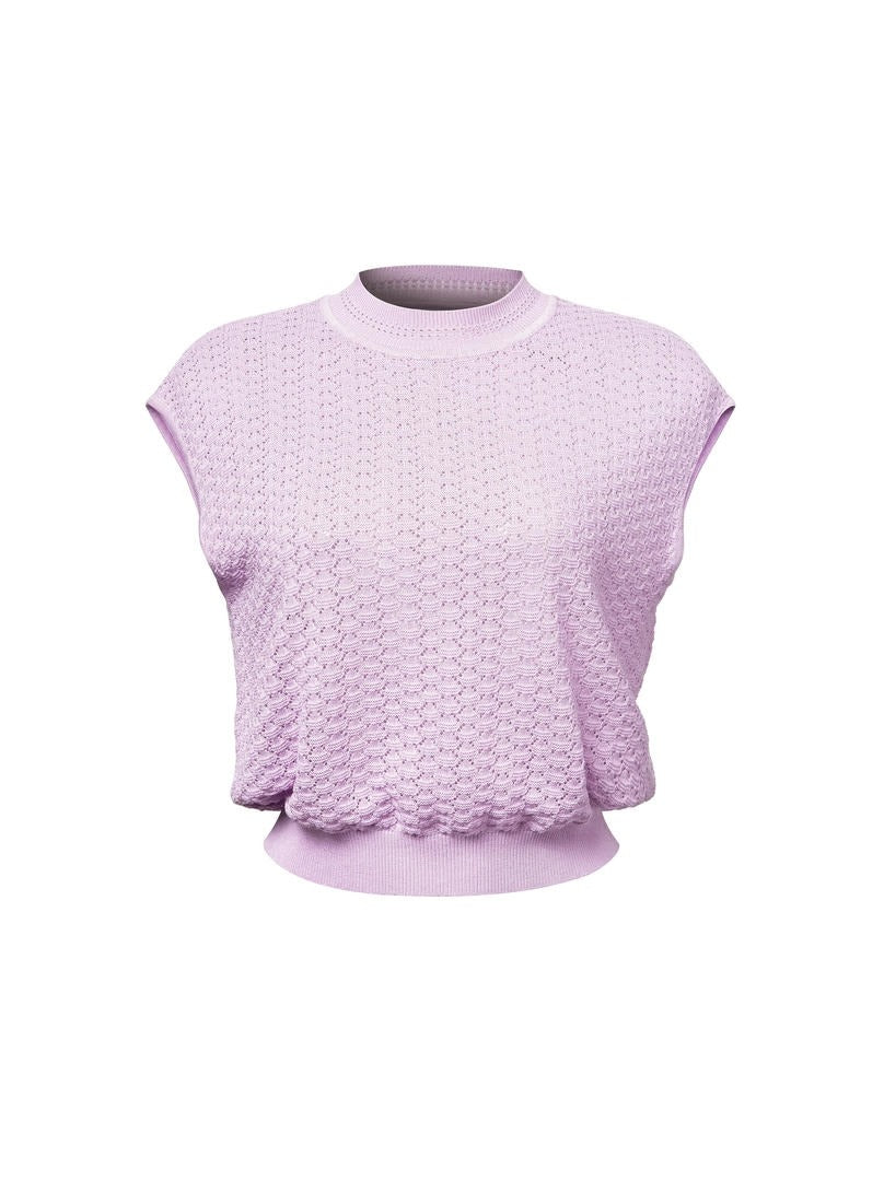Capped Sleeves Knitted Top