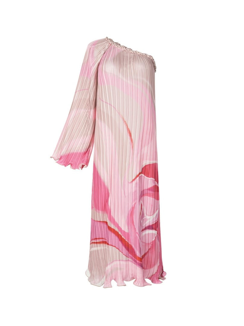 Pleated One-Shoulder Dress