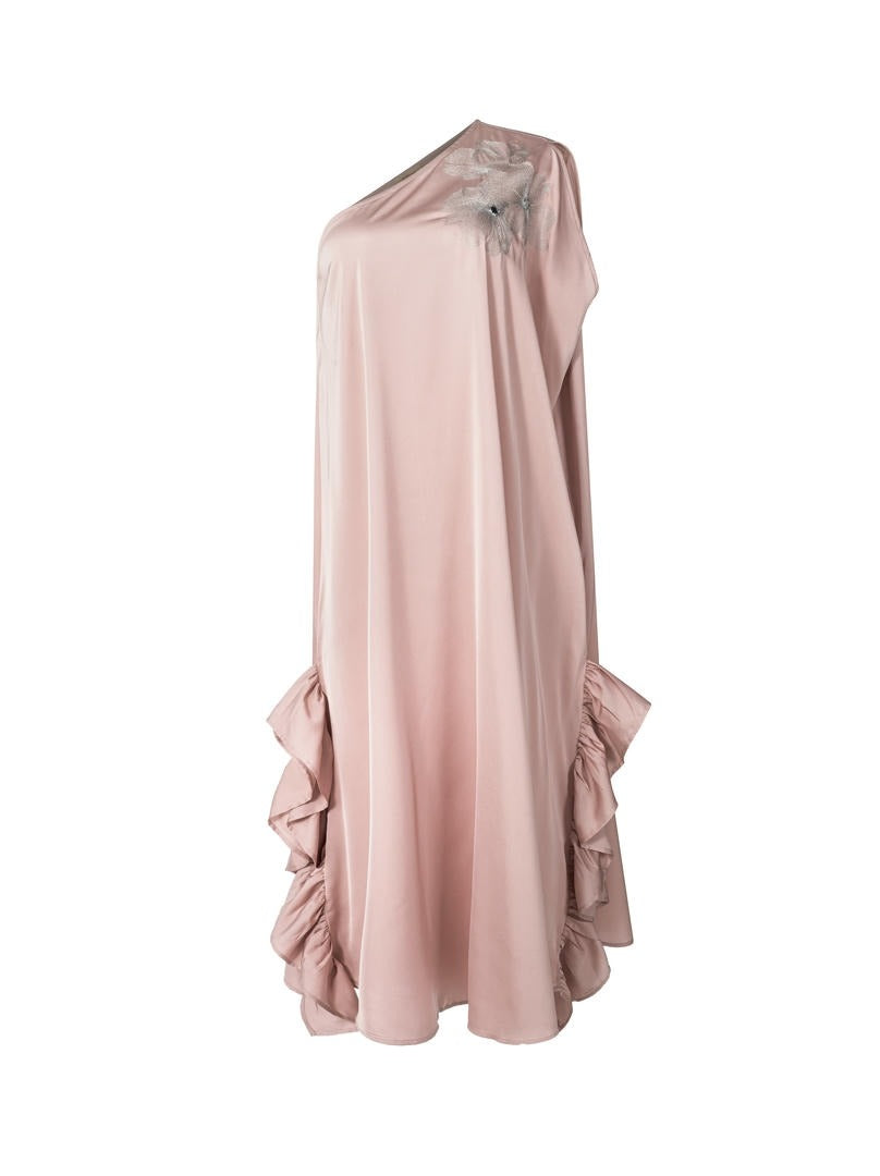 Ruffled sides satin dress