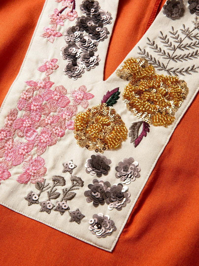 Embellished Linen Kaftan
