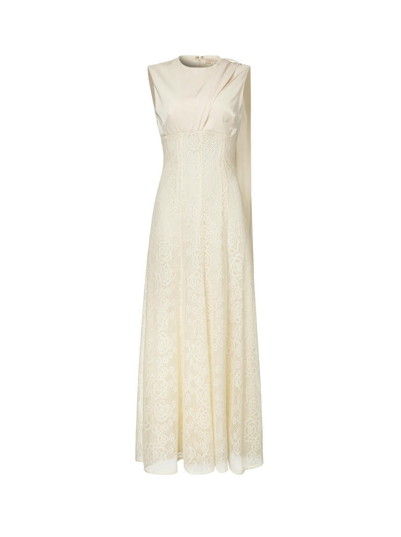 Lace & Crepe Maxi Dress
