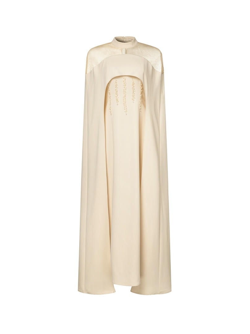 Caped sheer shoulder dress