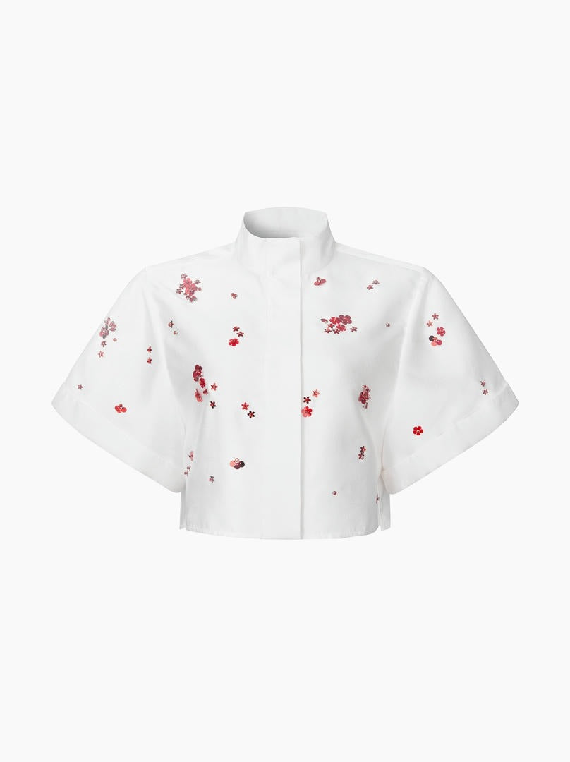 Beaded Taffeta Blouse