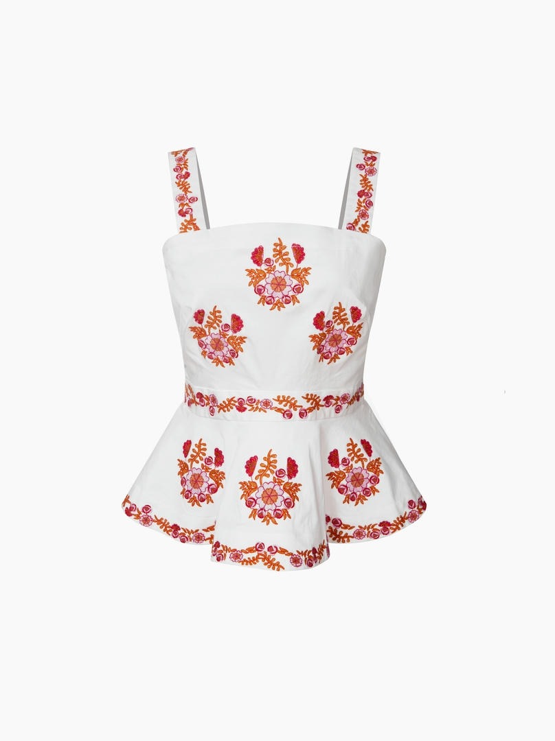 Embroidered Peplum Top