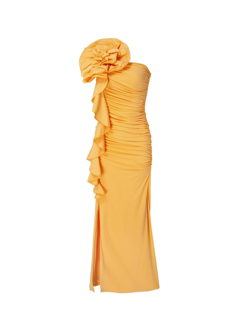 One-Shoulder Golden Yellow Dress