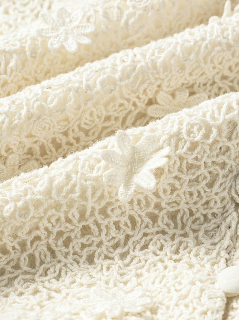 Crochet Bloom Chiffon Kaftan