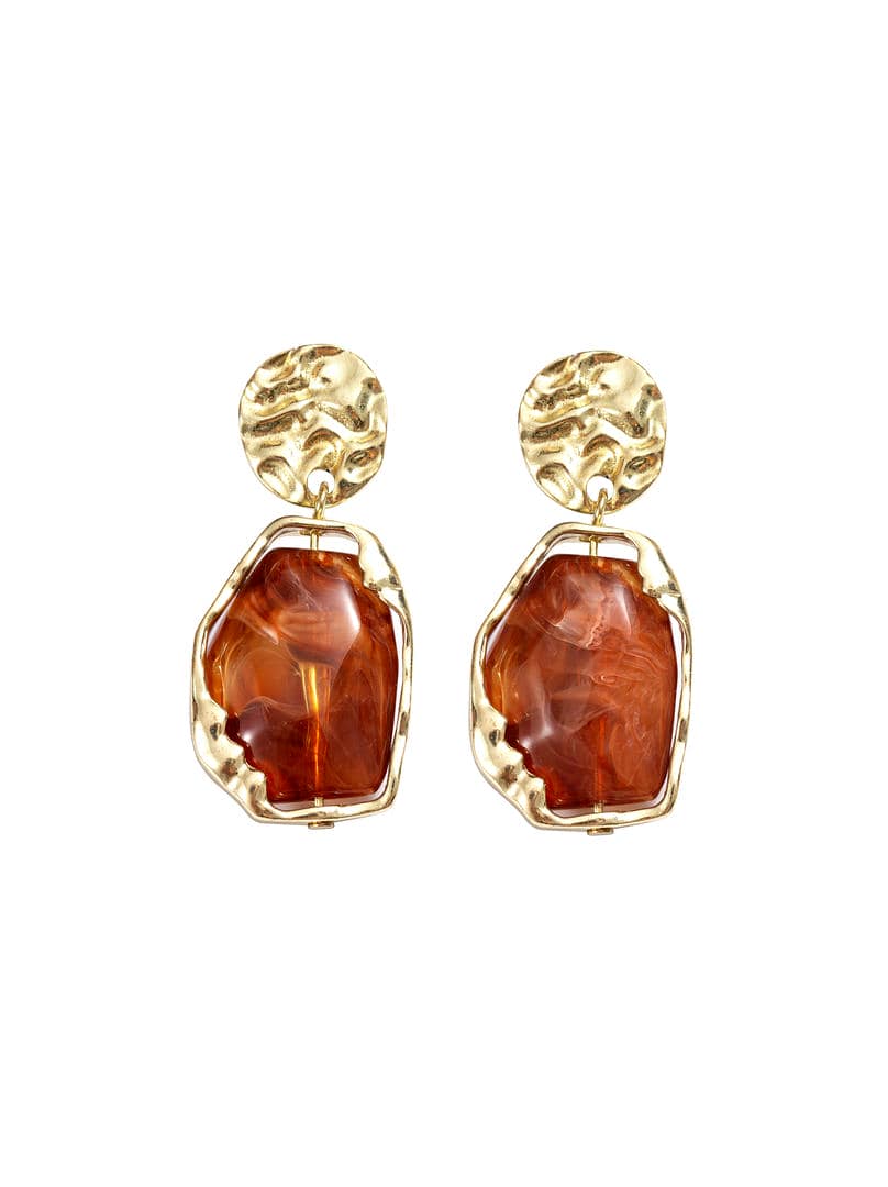Brown Geometry Drop Earrings