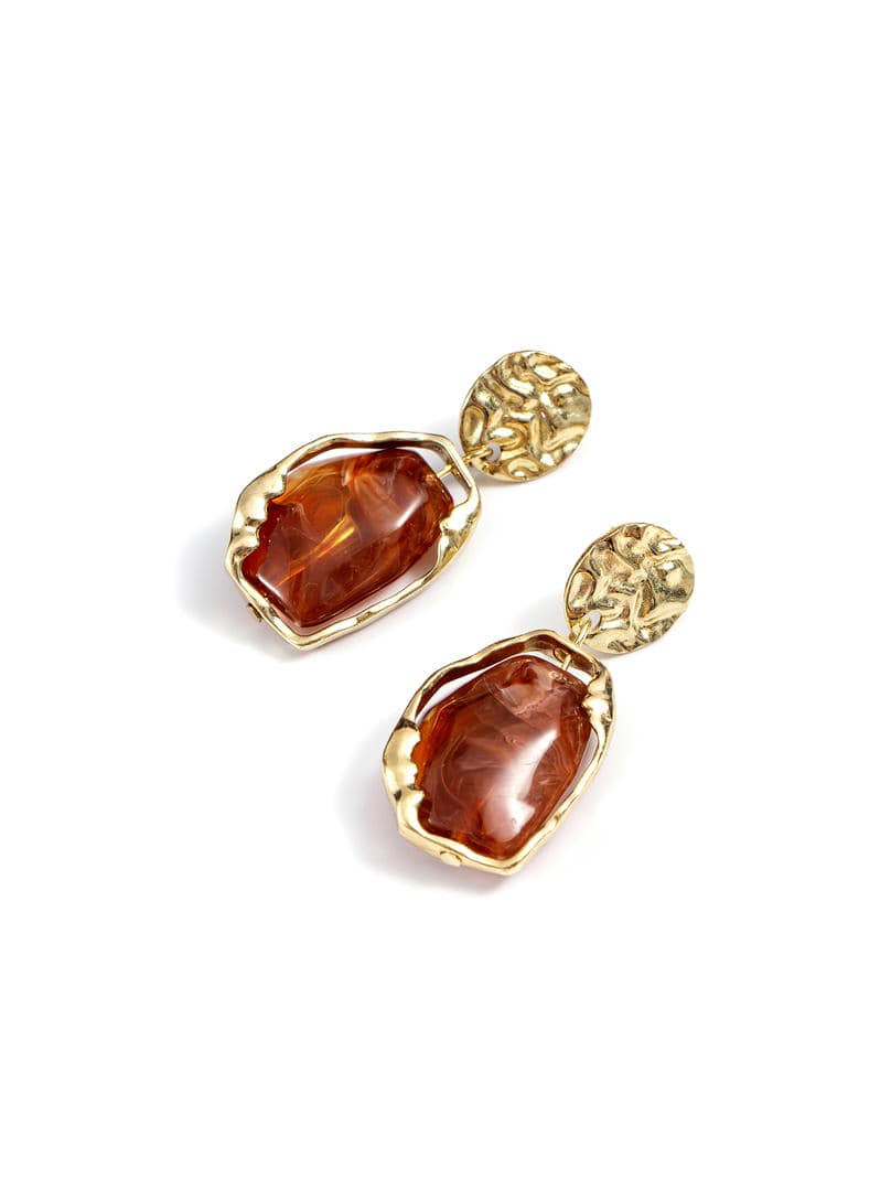 Brown Geometry Drop Earrings
