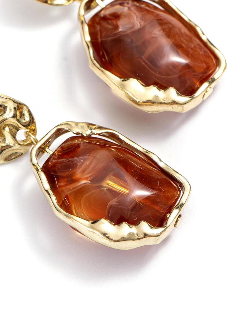 Brown Geometry Drop Earrings