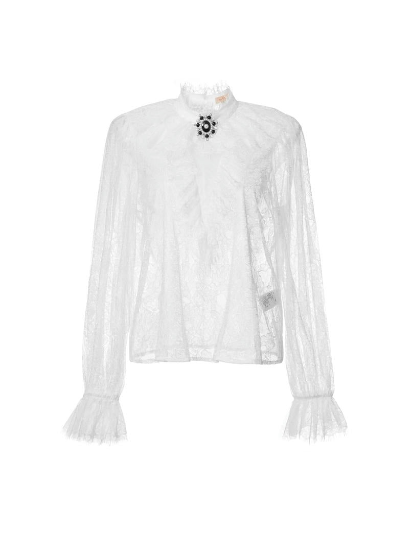 Lace Blouse With Brooch