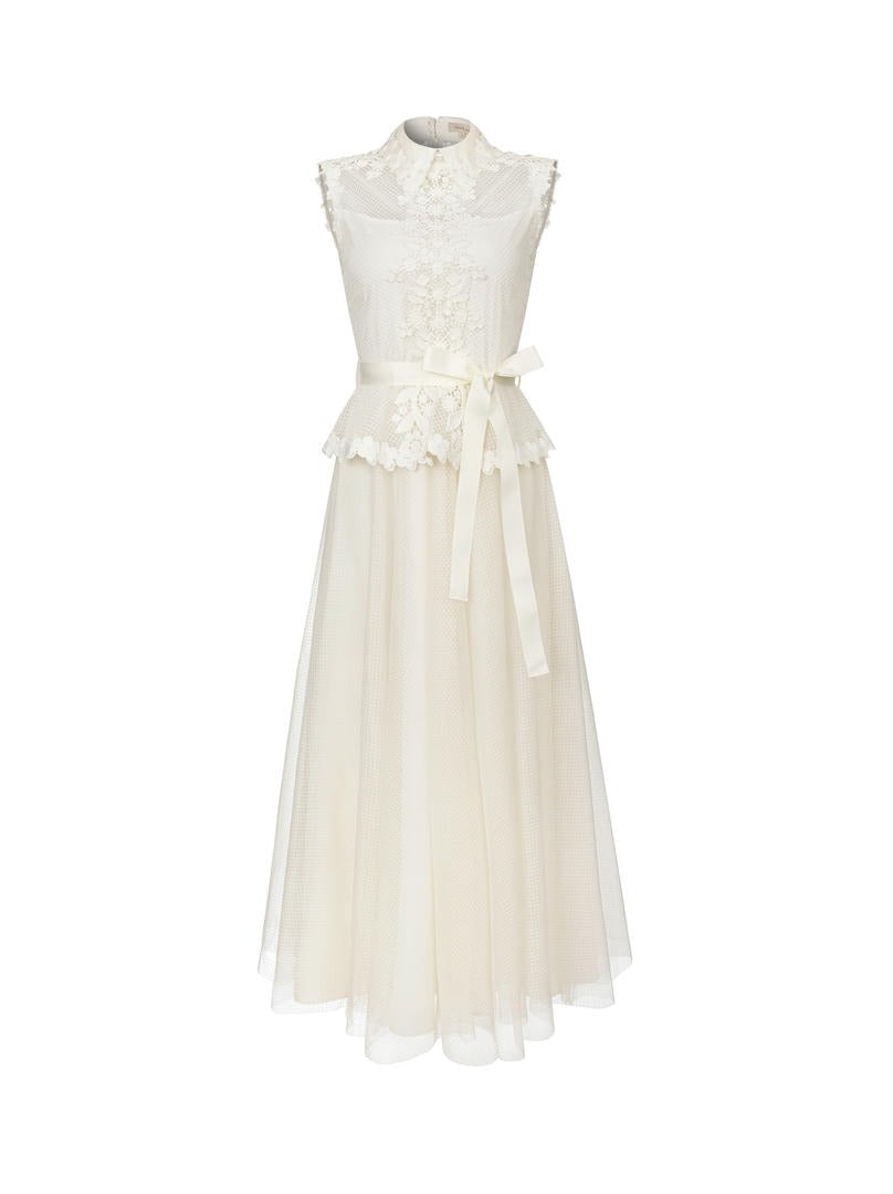 Lace Mesh Midi Dress