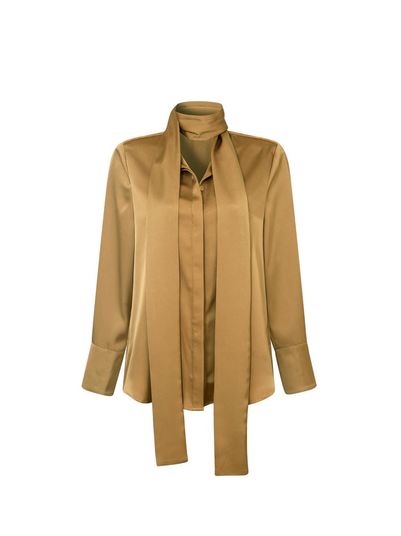 Satin Blouse Withِ Elegant Collar