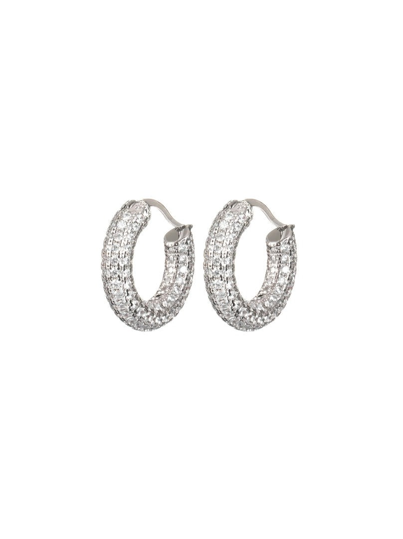 Silver Crystal Hoops
