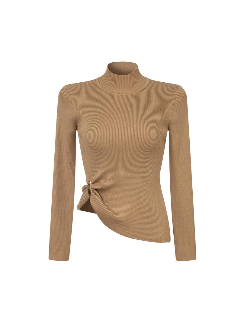 Tan Rib Knit Pullover