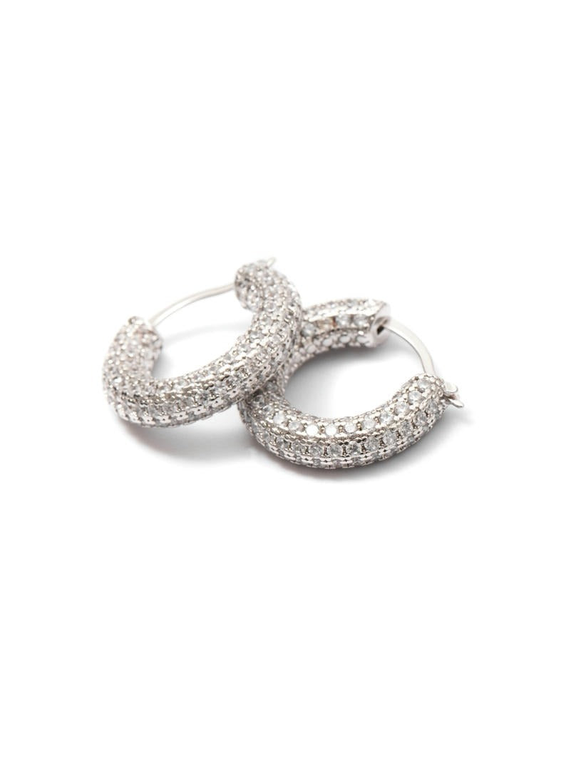 Silver Crystal Hoops