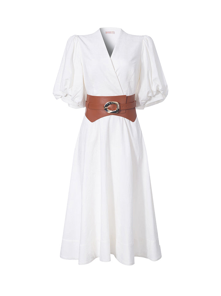 Jacquard Balloon Sleeve Dress