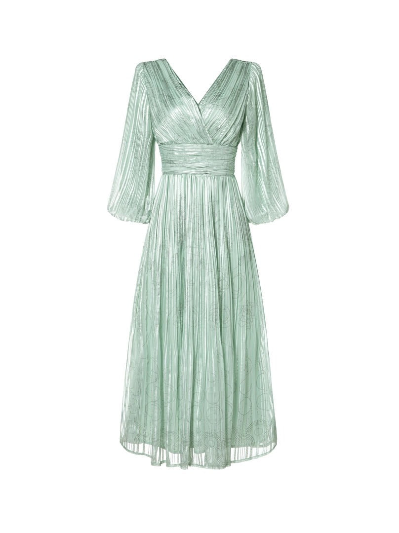 Pleated Elegance Printed Kaftan