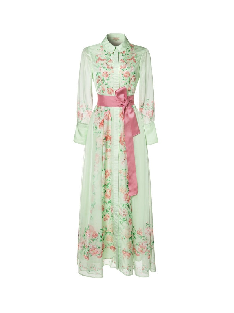 contrast belted shirt dress