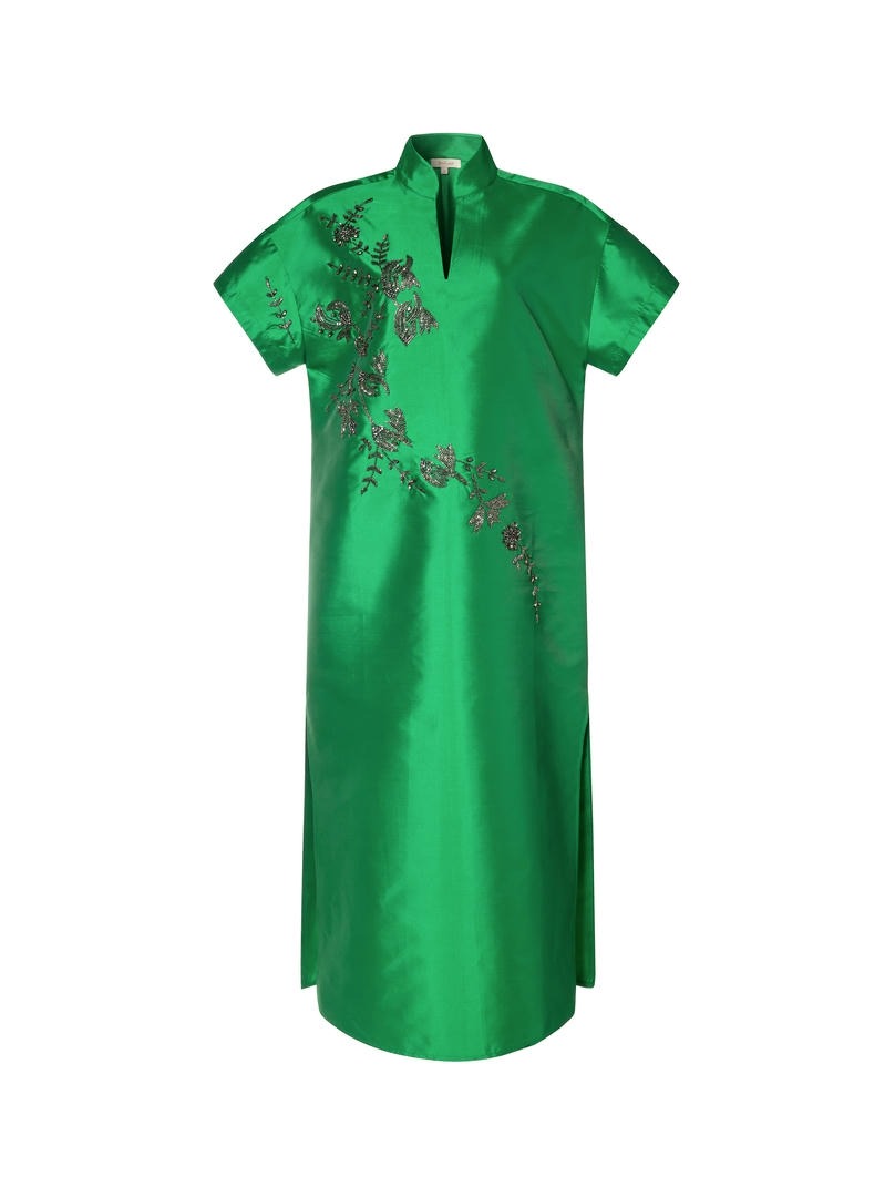 Embellished taffeta kaftan