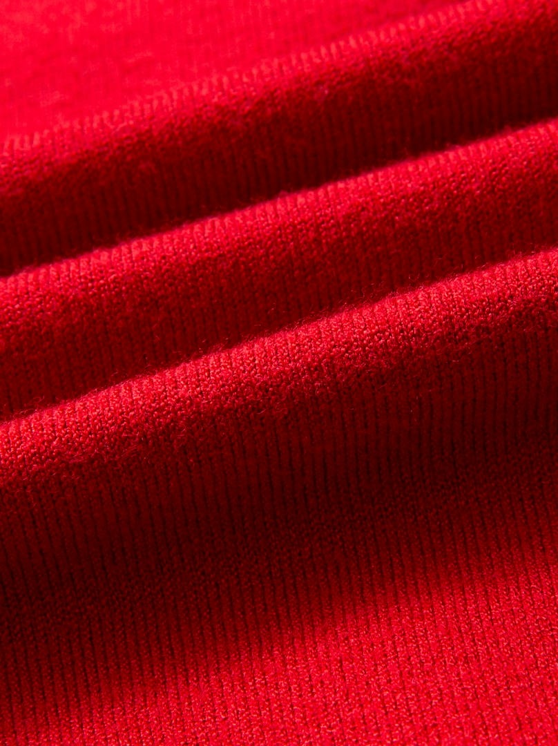 Red Turtleneck Knit Top