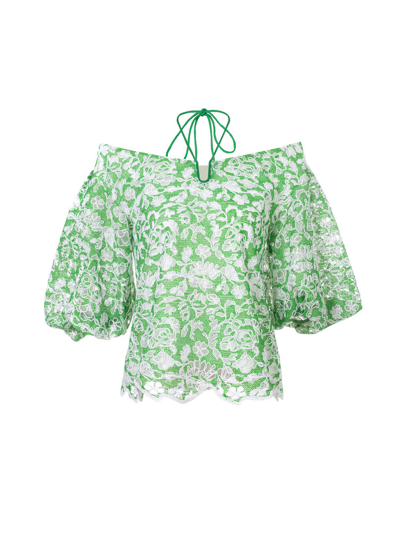 Off-shoulder lace blouse