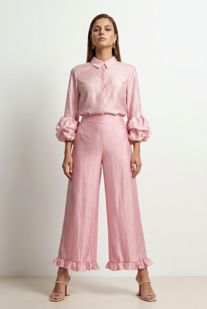Pink Crepe Pants