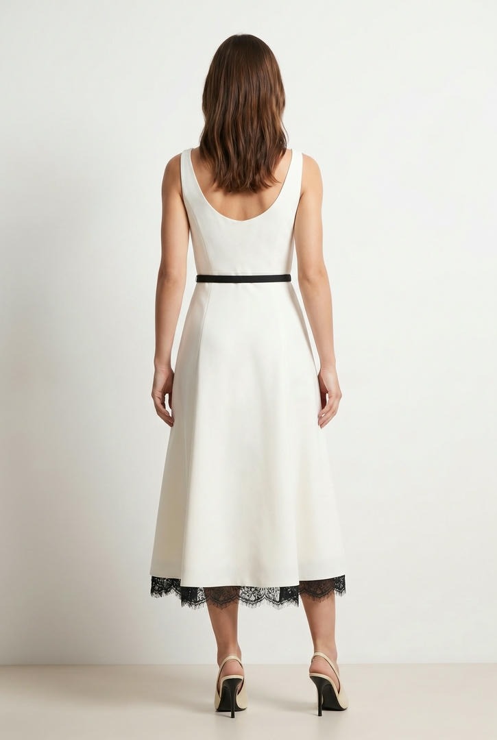 Contrast Crepe Dress