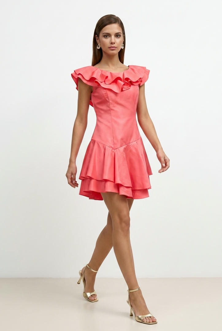 Coral Crepe Dress