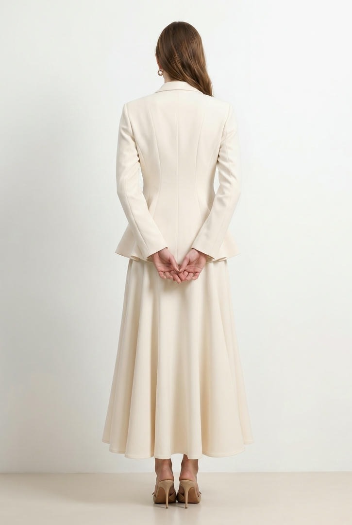 Cream Crepe Skirt