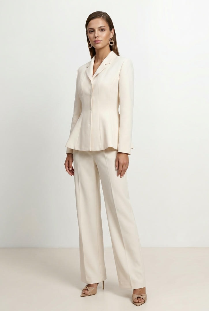 Cream Crepe Pants