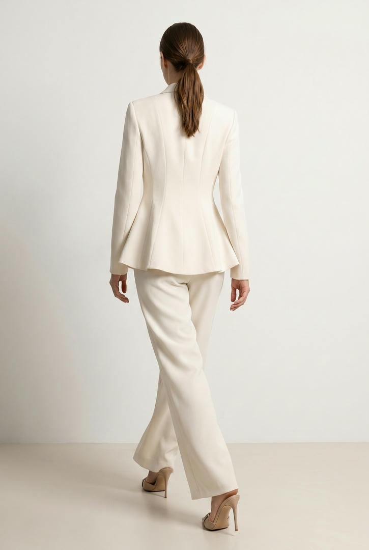 Cream Crepe Pants