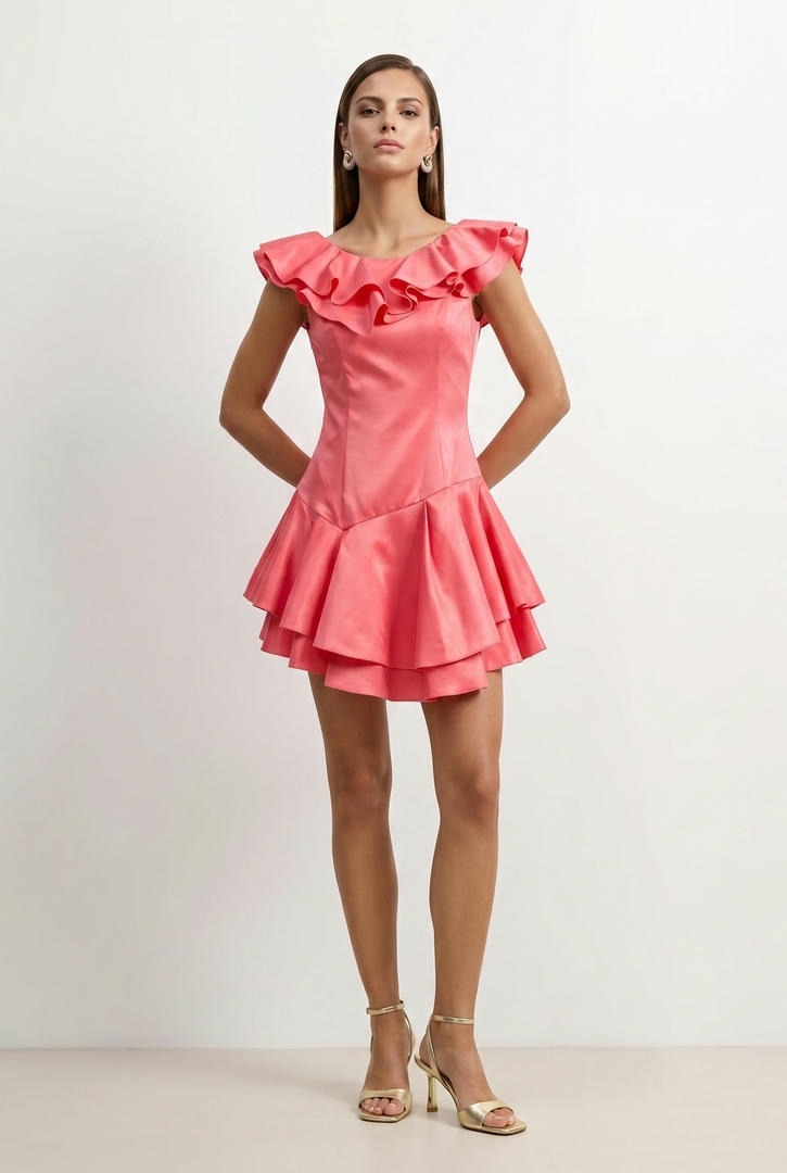 Coral Crepe Dress