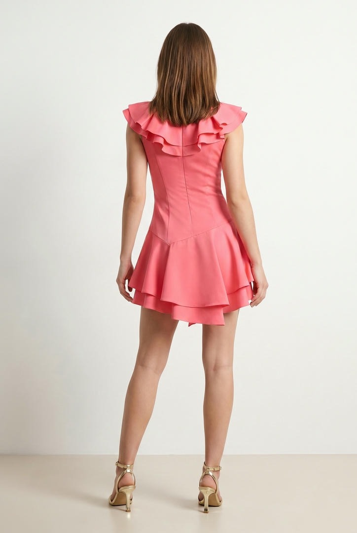 Coral Crepe Dress