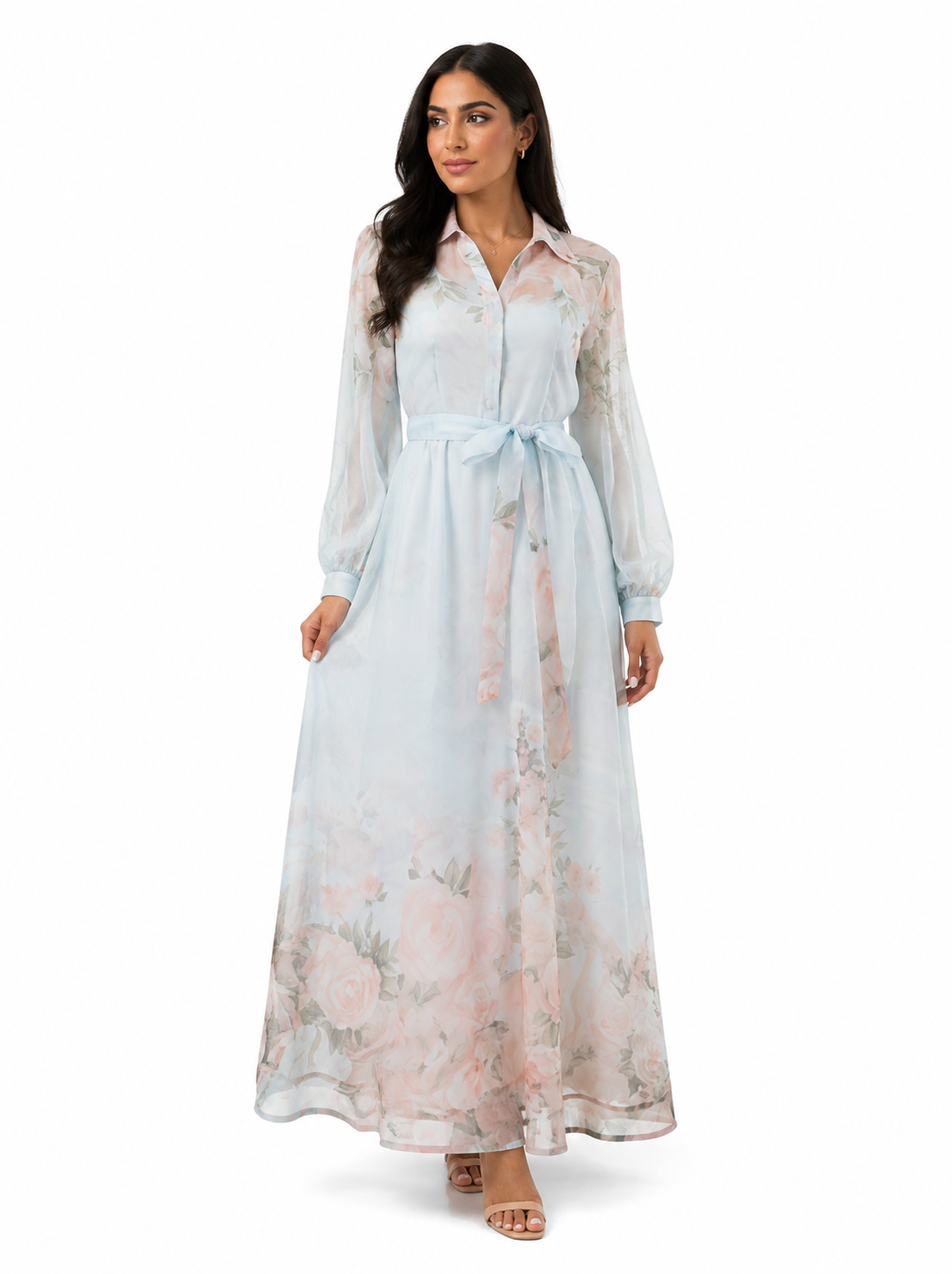 Printed collar kaftan