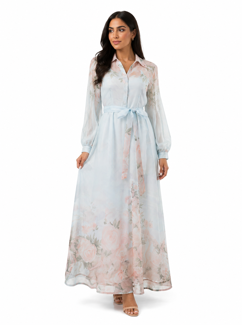 Printed collar kaftan