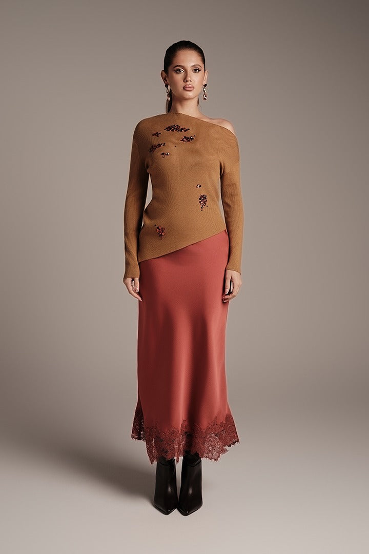 Crepe Flounce Skirt