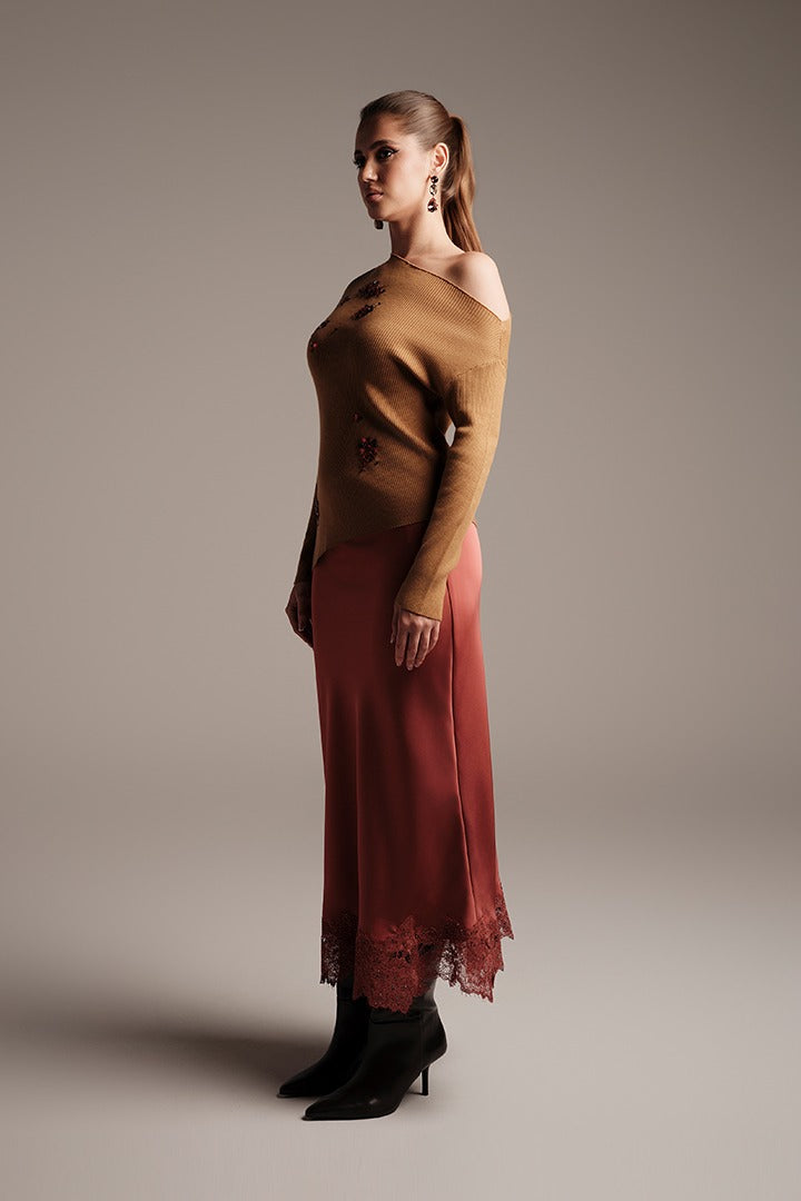 Crepe Flounce Skirt