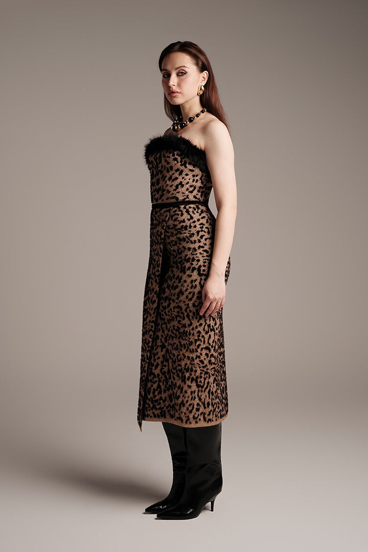 Strapless Knit Midi Dress