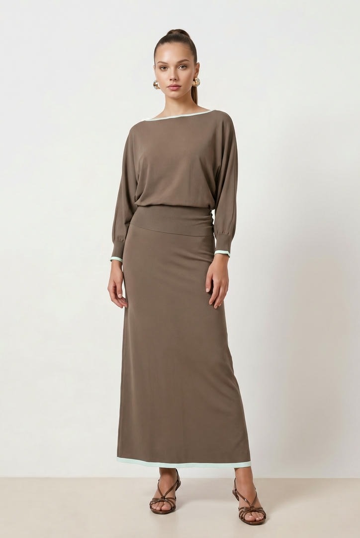 Knitted Pullover with a Boat Neck