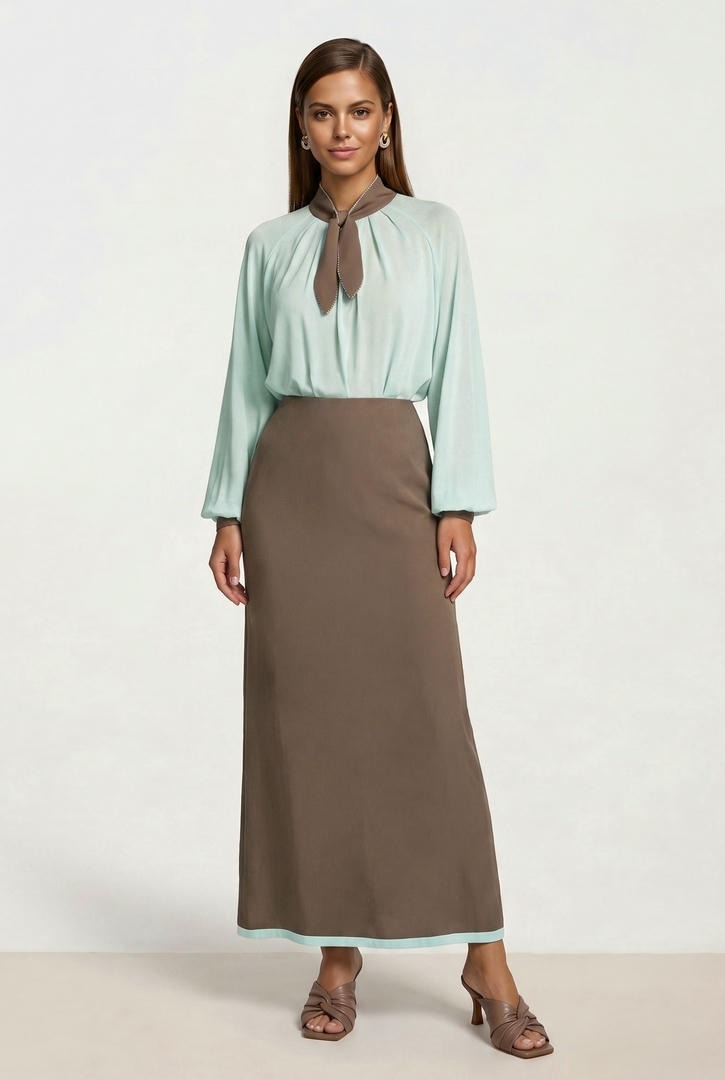 Contrast Collar Blouse