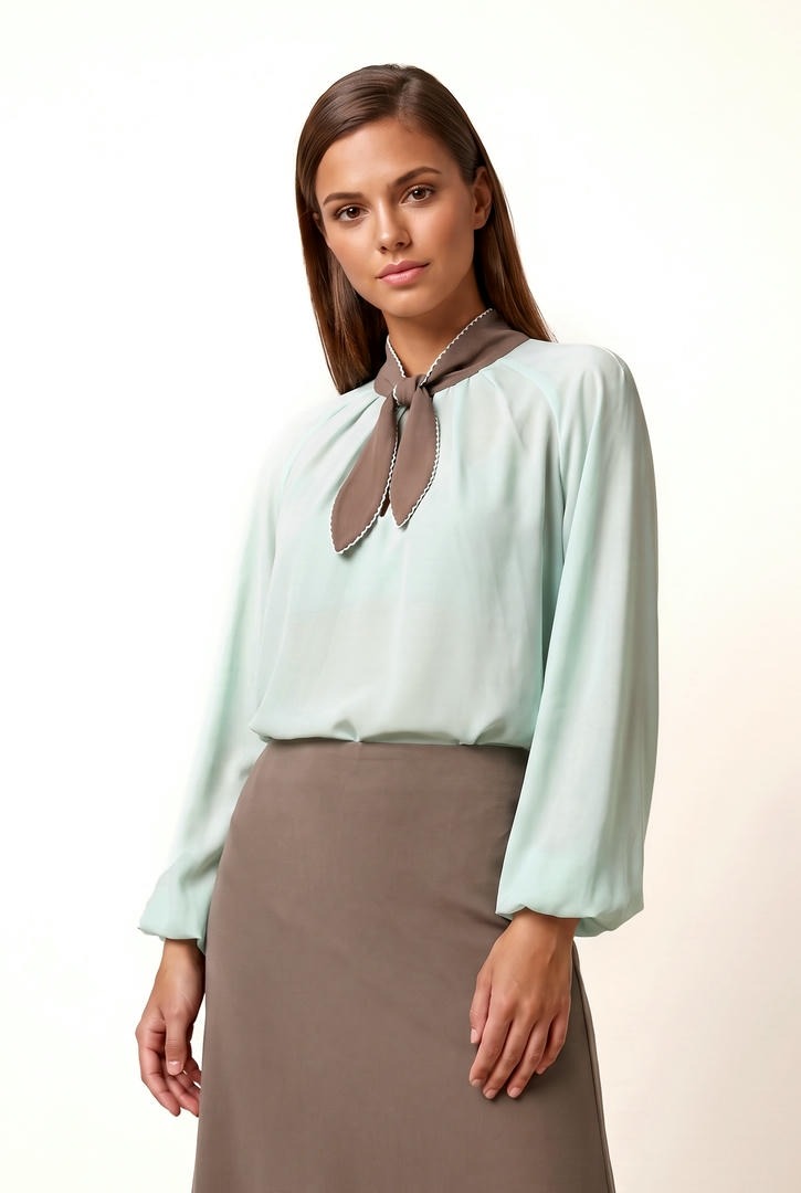 Contrast Collar Blouse
